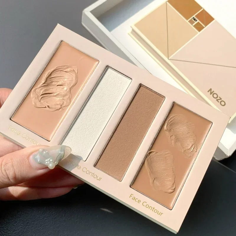 4สีคอนซีลเลอร์แต่งหน้ารองพื้นจมูก Facial Contour Palette ยาวนานครอบคลุมและสิว