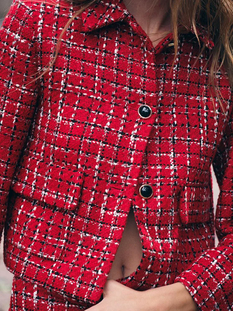 

Новый осенний женский модный костюм Jaet с отложным воротником, повседневная юбка с высокой талией, брюки ZA2024 896658 906058