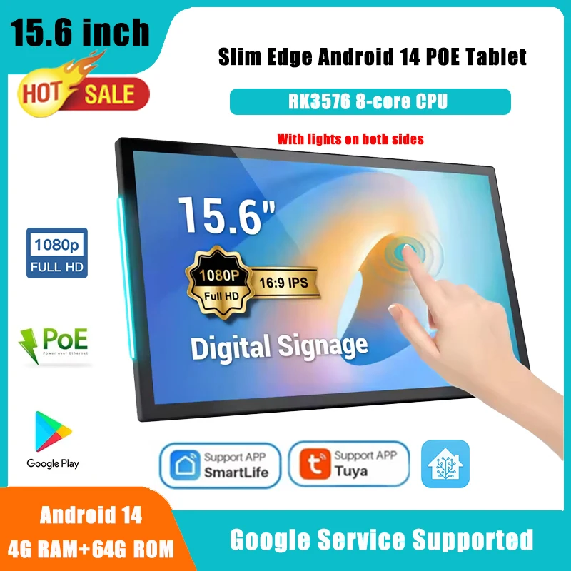 2026 Neues Slim Edge 15,6" Android POE Tablet Wandmontage Smart Home Steuerungspanel Mit LED-Beleuchtung IPS Touchscreen-Display
