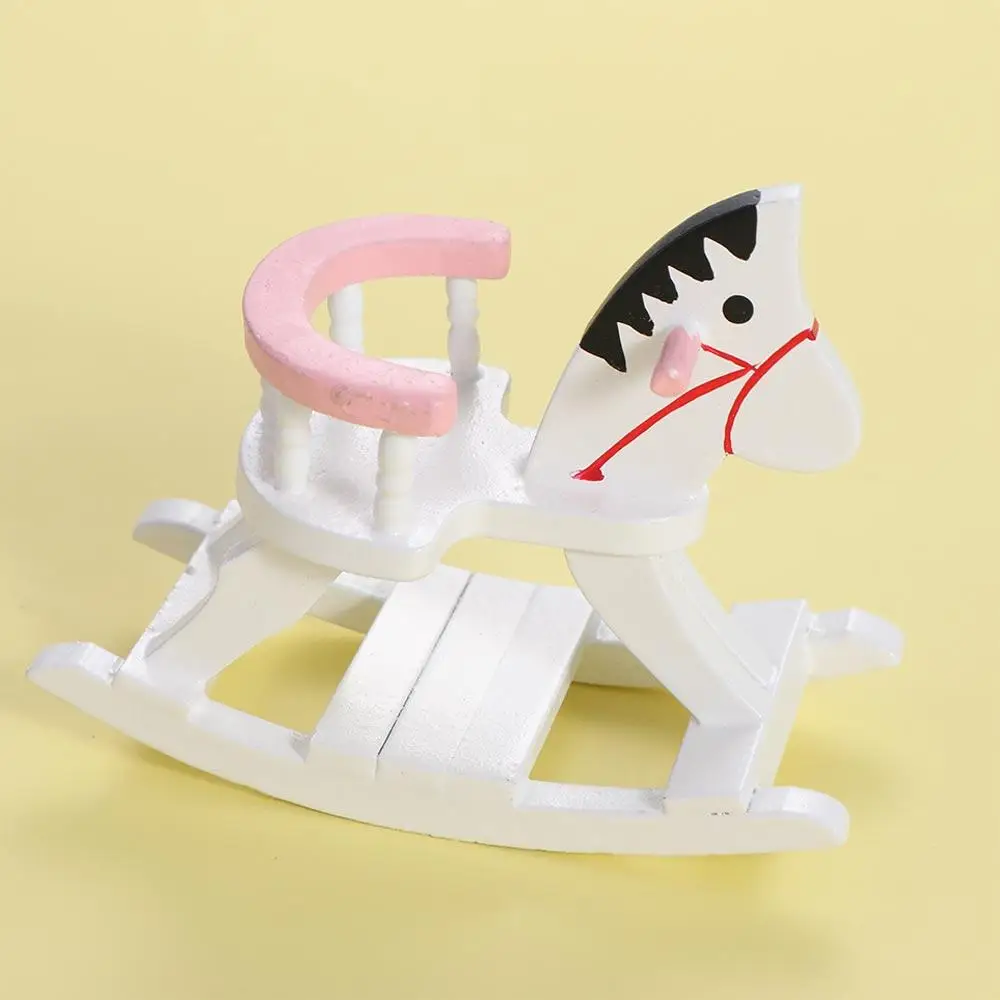 1:12 Dollhouse Wooden horse Simulation Trojan Horse Simulation Dining Chair Model Miniature Dollhouse Dollhouse Furniture Girl