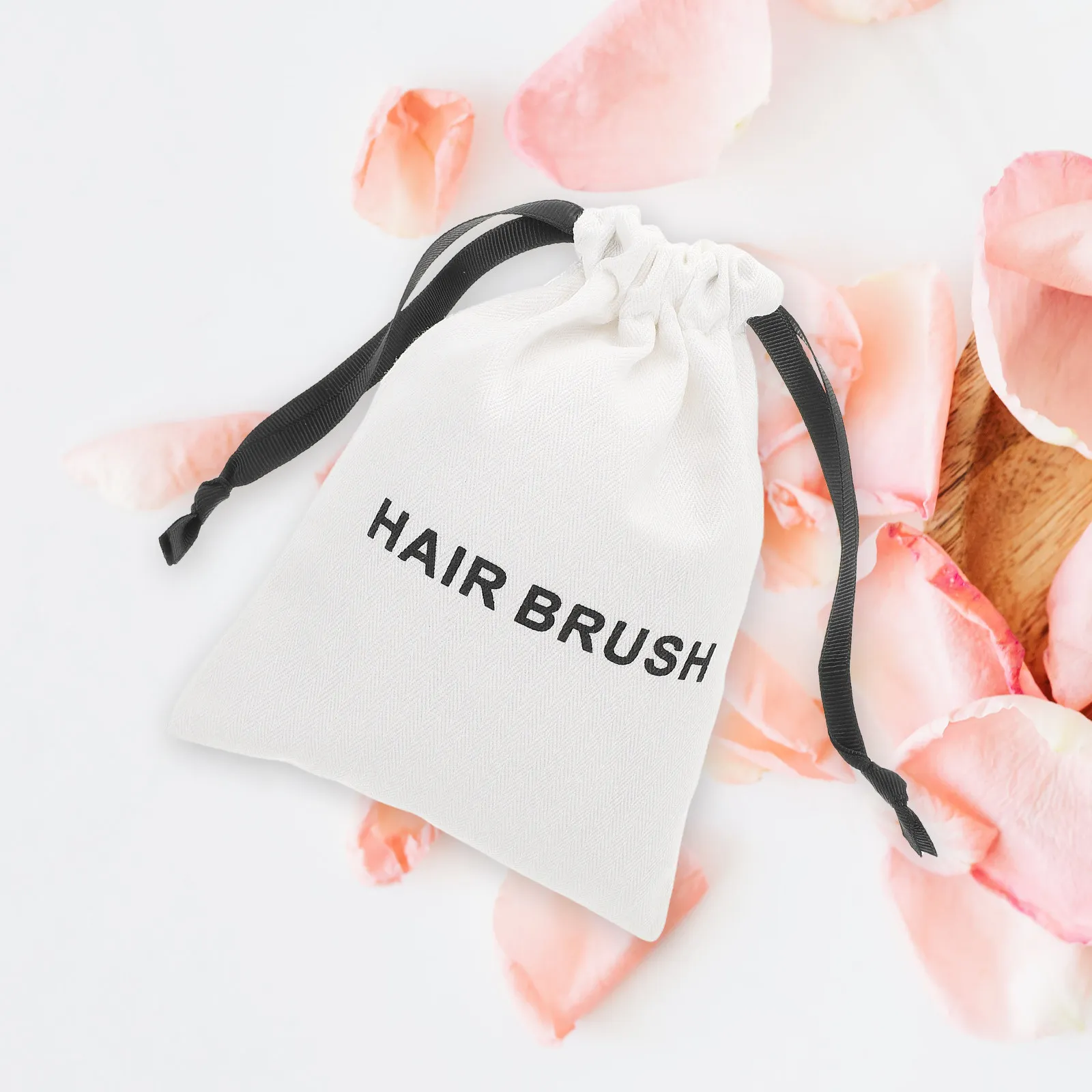 White Drawstring Canvas Massage Comb Pouch – Dustproof Portable Hair Styling Tool Organizer for Travel & Home