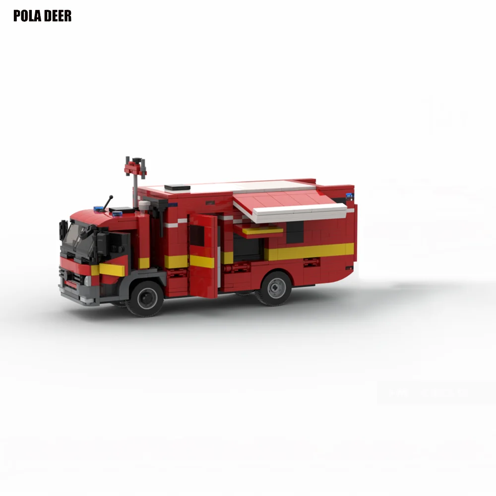 Building Blocks Toy modelo para meninos, brinquedo montado para presente de férias, London City, Fire Force Vehicle, Design Criativo, Poladeer, 994 PCs