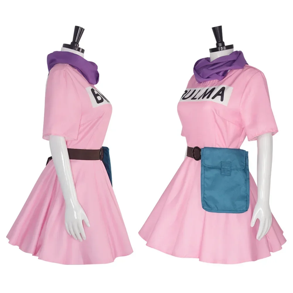 Anime Bulma Cosplay Costume Pink Dress Adult Clothes Uniform Kawaii Carnival Masquerade Party Outfit