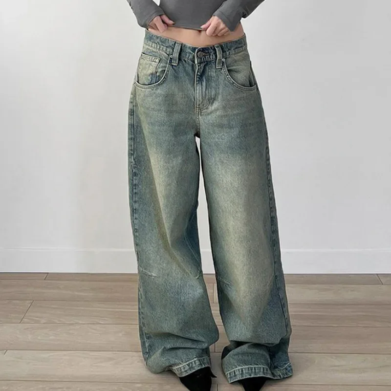 

Women Baggy High Waist Wide Leg Denim Cargo Pants Streetwear Oversized Jeans Harajuku y2k Vintage Mom Jeans Korean Style