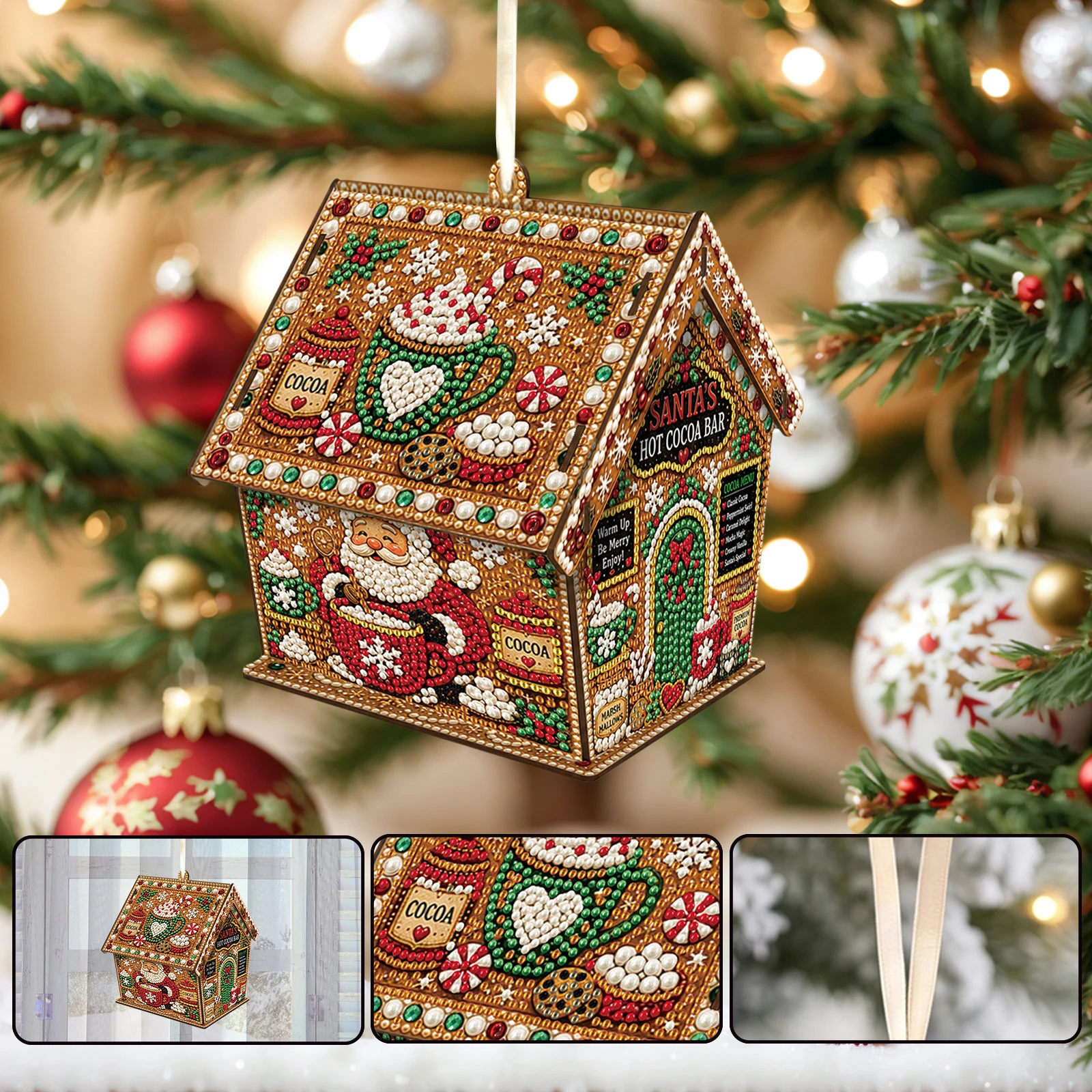 Xmas Resin Art - DIY Wooden Christmas House Diamond Art