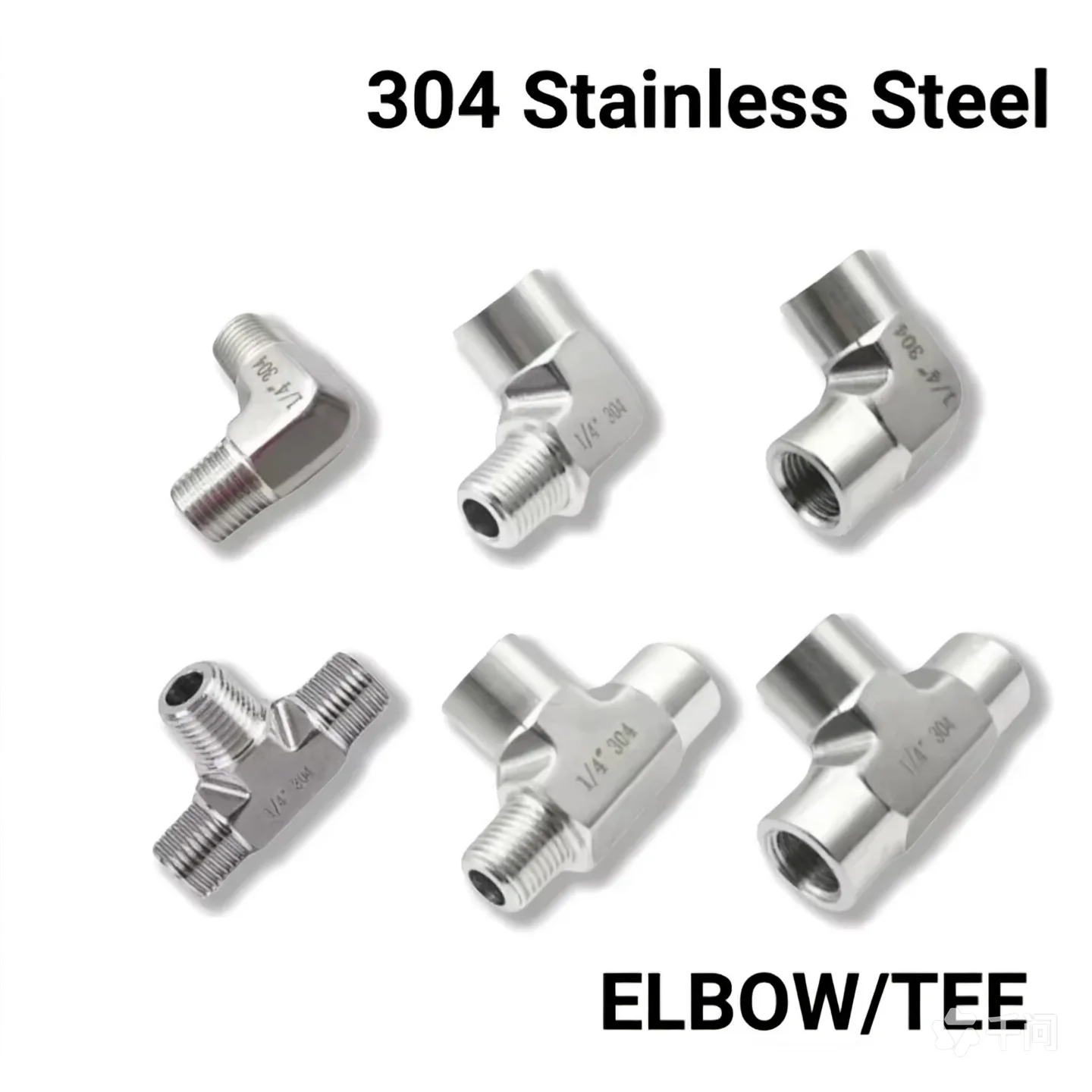 304 Stainless Steel High Pressure Forged Pipe Fitting Connector - 1/8' 1/4' 3/8' 1/2' BSP Female to Male Elbow Tee 3-Ways