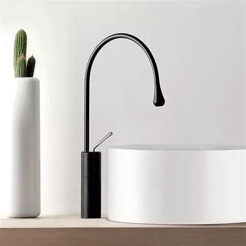 DoLife Store Extended and Raised Countertop Basin Faucet for Bathroom Washbasin Faucet - Light Luxury Hot & Cold Copper Model