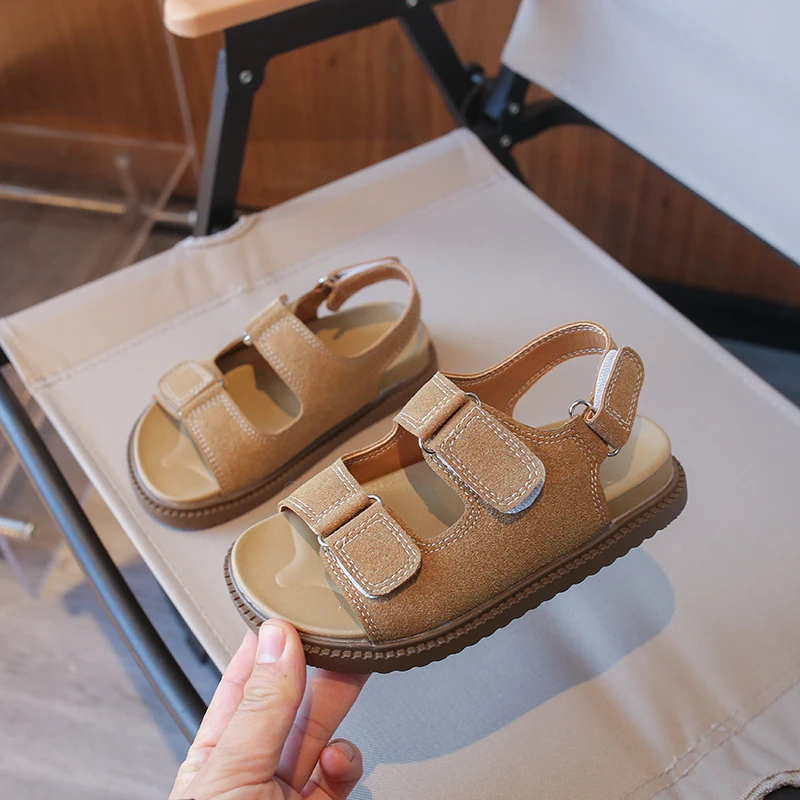 Little Girls Barefoot Sandals with Buckle Straps 2026 New Summer Kids Open-toe Beach Sandals Soft Sole Chic Versatile Daily Wear
