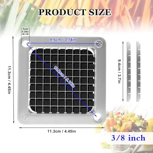 Replace Stainless Steel Blades for Potato Cutter Dicer Manual Vegetable Chopper Black 1/2\'\' 3/8\'\' 1/4\'\' 8-Wedge