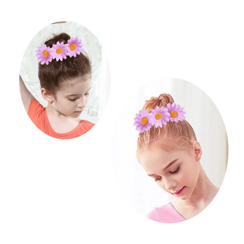 NEW girl chrysanthemum GARLAND HAIR BUN RING Elastic Wreath Crown Wedding Garland Headband Magic Hair Bun Donut for baby