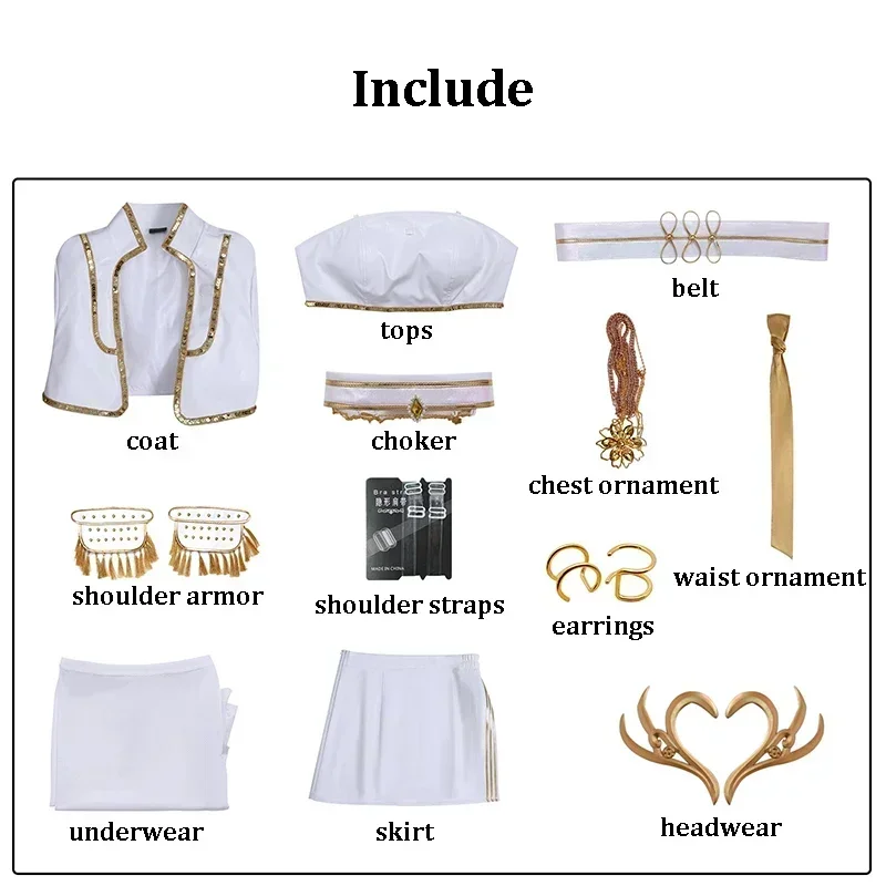 Kpop Rumi Zoey Mira Cosplay Costume Wig Women Girls White Leather Suit Halloween Carnival Party Comic-con Role Playing Outfit