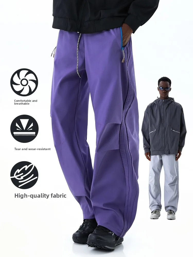 

Мужские повседневные свободные брюки прямого кроя MMOPTOP: весенняя модная модель с изогнутым дизайном в стиле милитари, износостойкий полиэстер