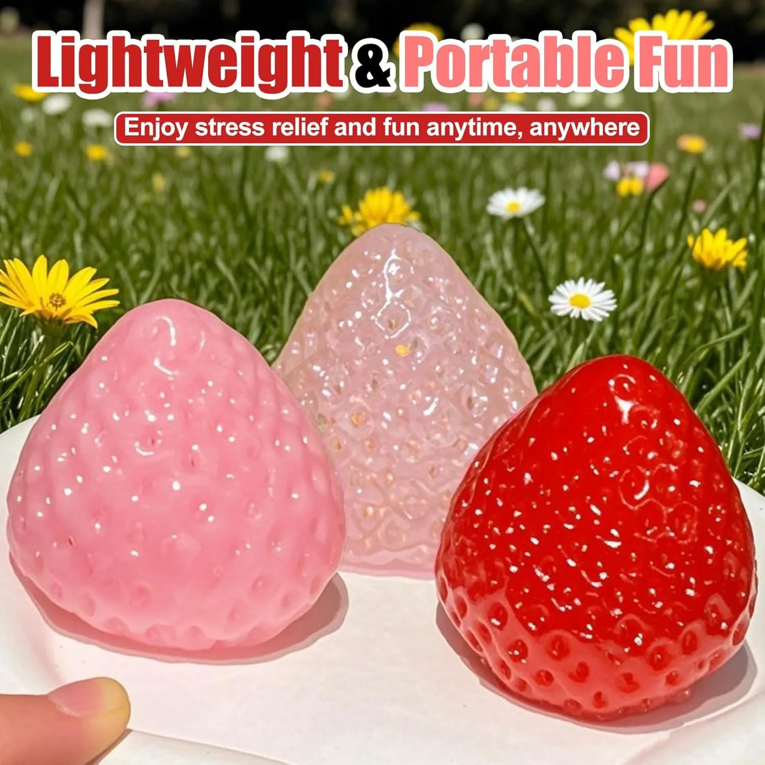 Taba Squishies Erdbeerfrucht-Quetschspielzeug Kawaii Sticky Stress Fidget Toy Geschenk Perfektes Schreibtischzubehör für Kinder Erwachsene