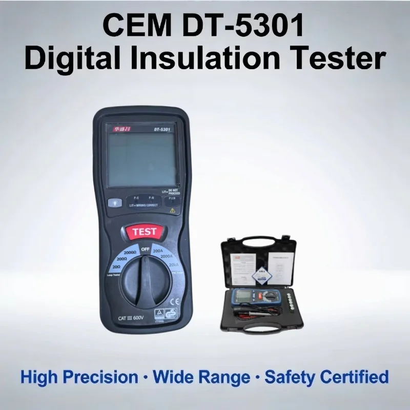 CEM DT-5301 Loop Resistance Tester AC and DC Voltage Resistance Tester DT-5301 Backlight Display Numerical Accuracy