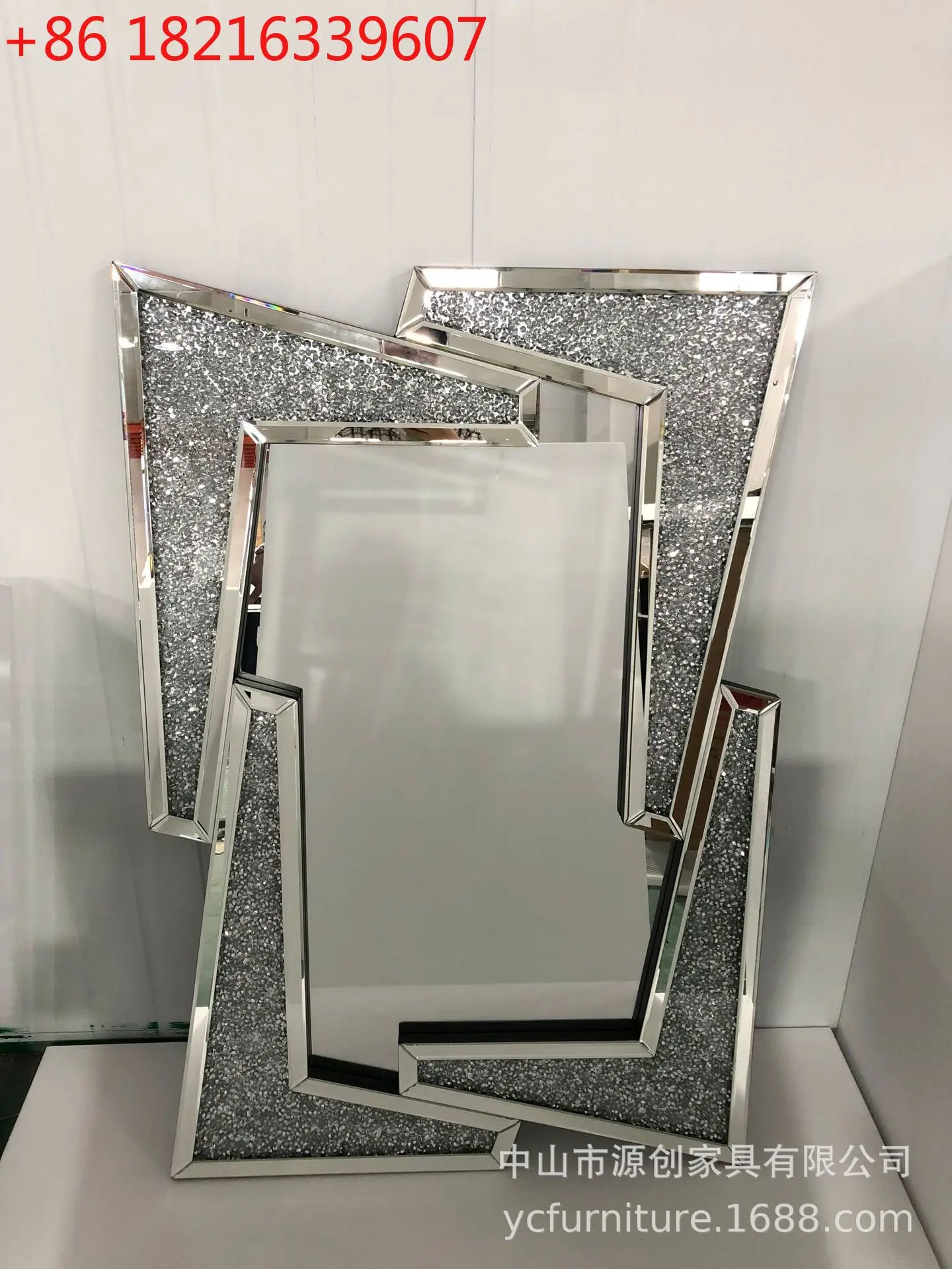 YAO diamond decorative mirror living room wall mirror glass surface furniture entrance table  rectangular silver