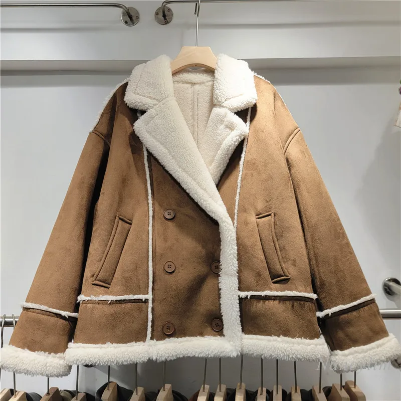 Lamb Fur Fur Integrated Coat Women's Winter Jacket 2024 Fall Winter New Velvet Thickened Suede Locomotive Cotton Coats