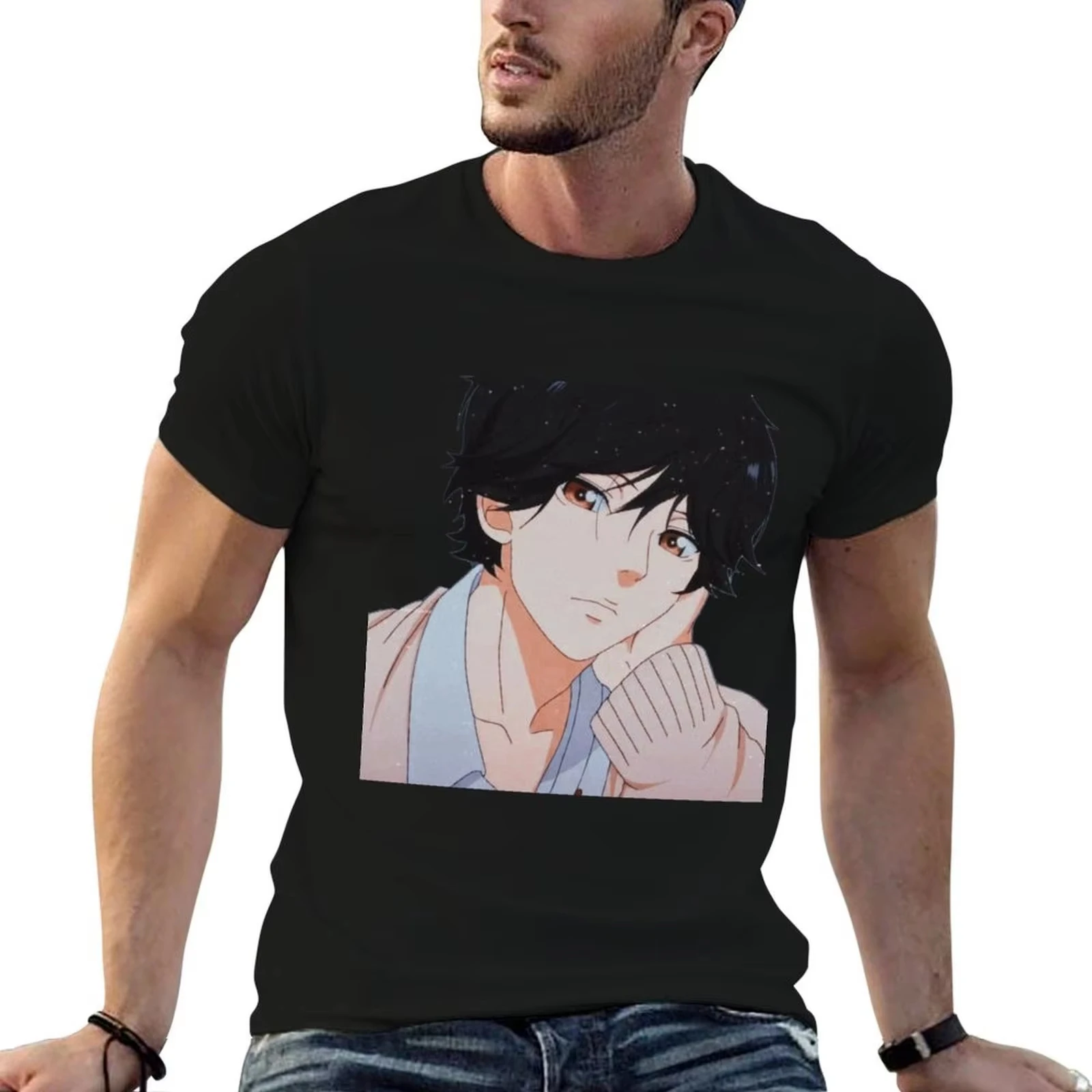 Ao Haru Ride Anime T-shirt Men Blue Spring Ride Manga Graphic Print Cotton Short Sleeve Casual Harajuku Y2k Crew Neck Top Hot