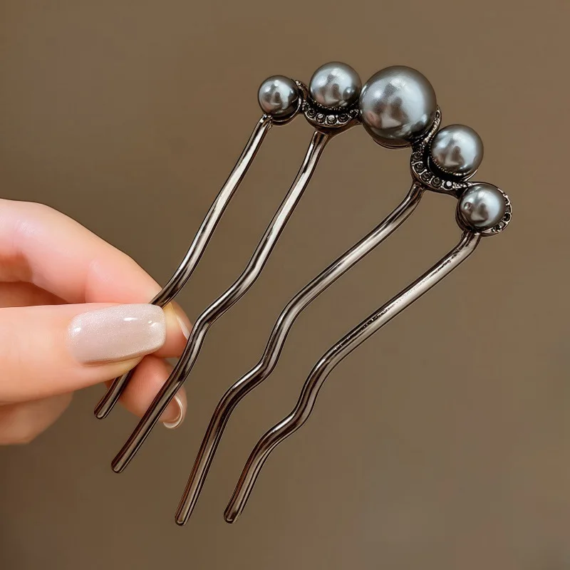 Korean U Shaped Pearl Hairpins Hair Clips for Women Elegant Style Metal Forks Vintage Pearl Hairpins Hair Styling Tools Gifts image 5