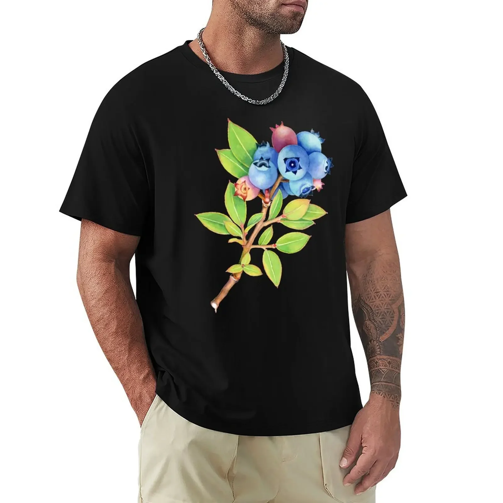 Wild Maine Blueberries T-Shirt blue archive vintage clothing for men