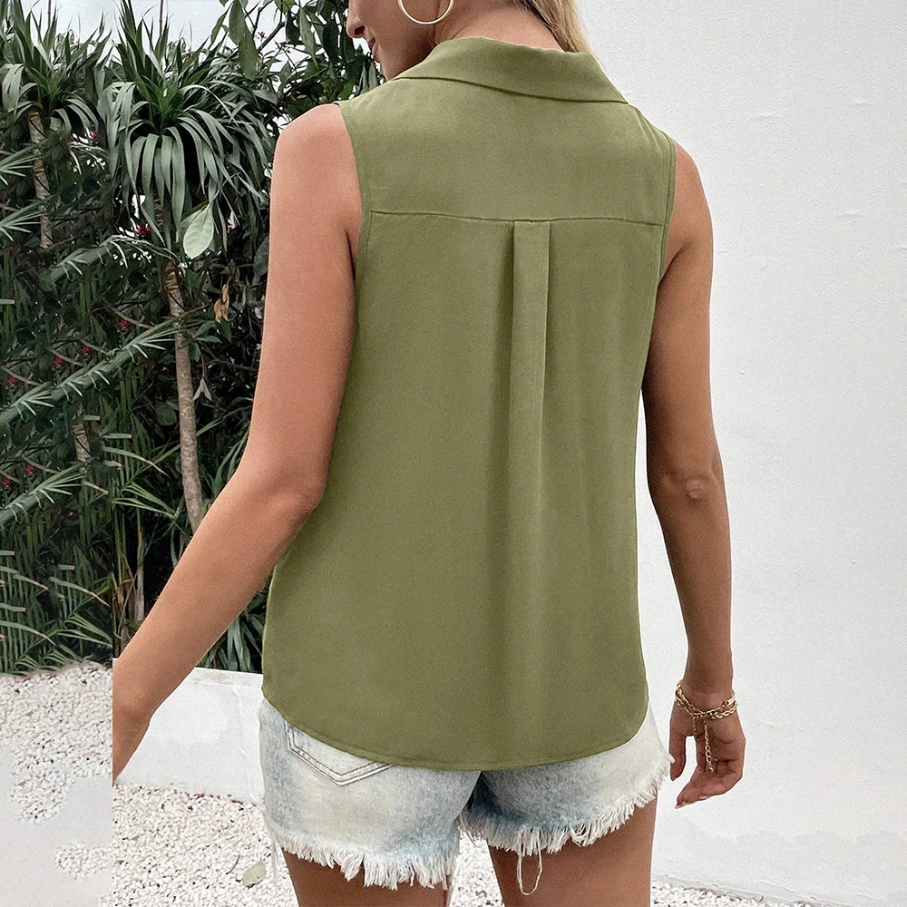 New Chiffon Vest Lady Shirt 2024 Summer Sexy Blouse Tops for Women Clothing Korean Tank Pullover Female Casual Slim T-shirt Tee