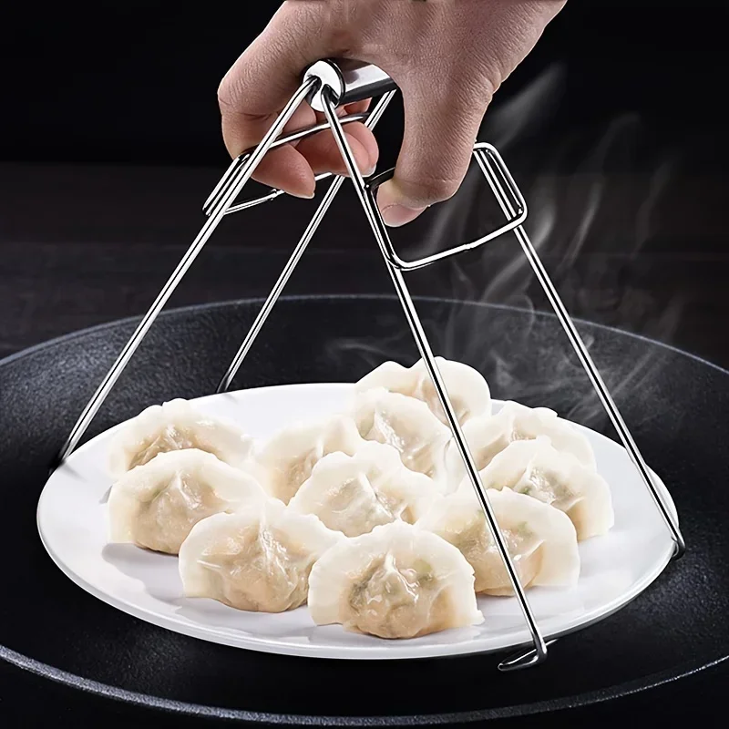 1-5 Packs of Stainless Steel Foldable Hot Dish Clips Anti-scalding Bowl Clips Plate and Pot Clips Kitchen Utensil Clips