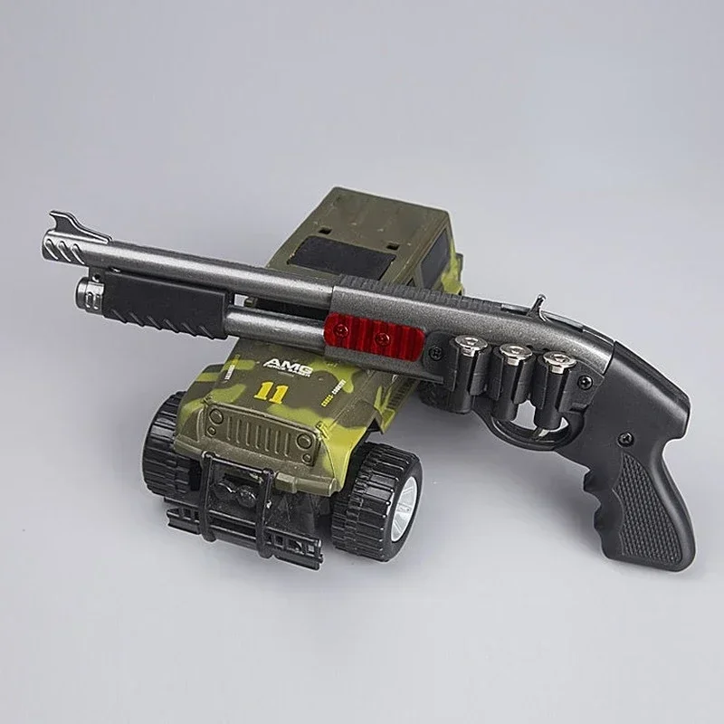 Alloy Rubber Band Shotgun 8 Burst Rubber Toy Model Ornaments Toys Gun Decompression Gadgets Men's Gifts Figurines & Miniatures