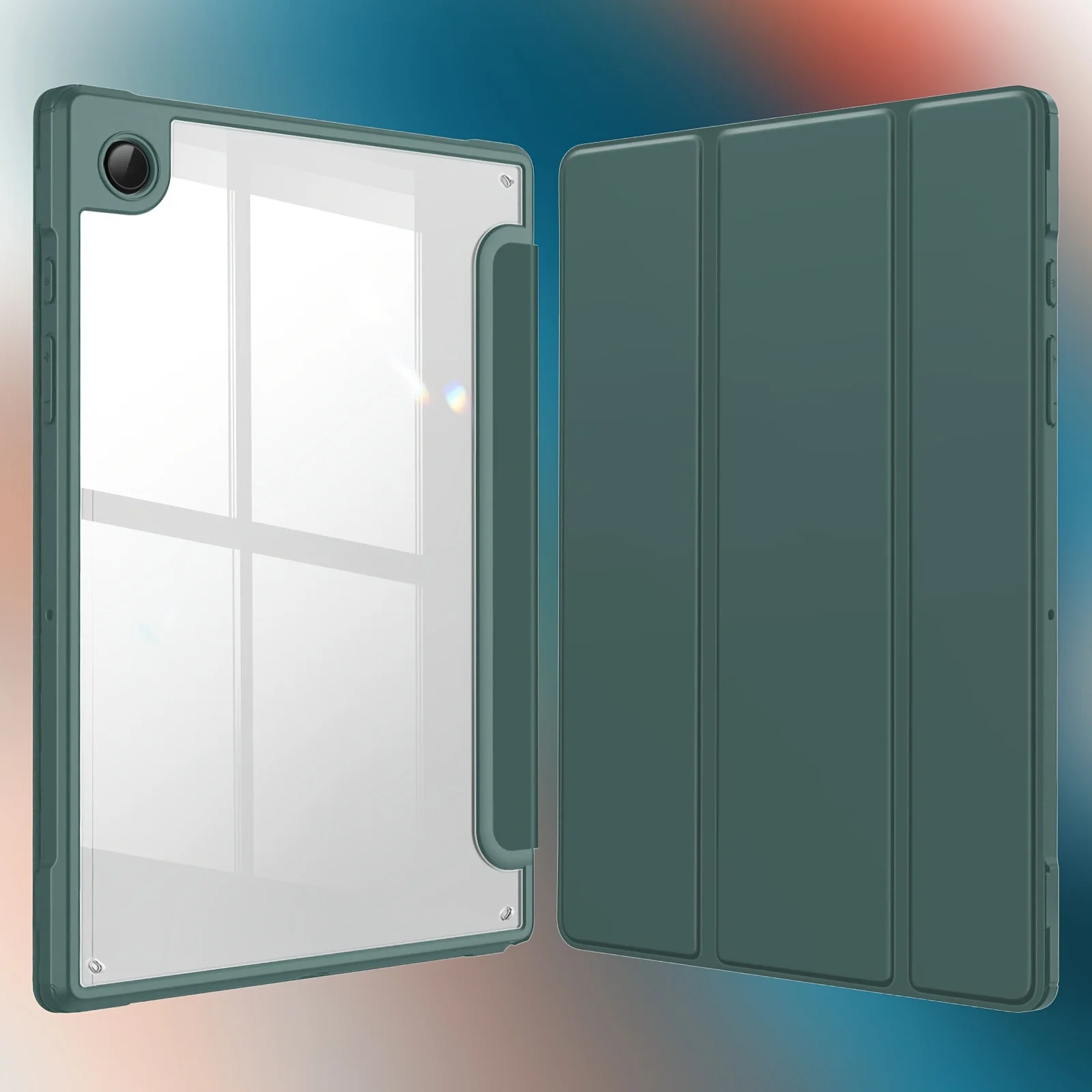 

Case for Samsung Galaxy Tab A8 10.5-Inch 2022 (SM-X200 SM-X205), Clear Transparent PC Back, Tri-Fold Stand Tablet Cover