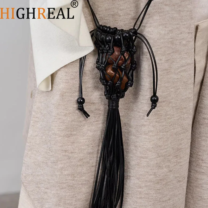 

New Bohemian Rope Knitting Shoulder Bag Beading Tassel Crossbody Bag Mini Woven Mesh Bags for Women Travel Crochet Beach Bags