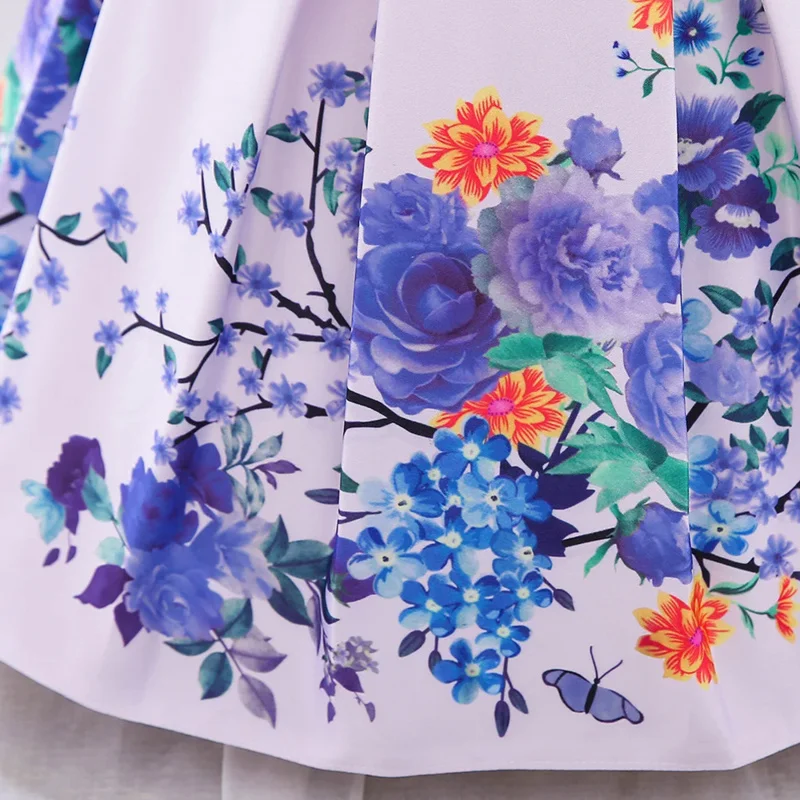 Детское платье, модная юбка для девочек, принцесса с принтом, кованая повязка на голову, ткань с бантом в европейском и американском стиле, костюм на день рождения