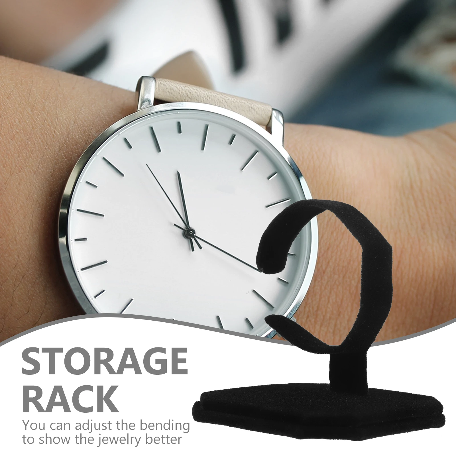

3Pcs CShaped Watch Display Rack Bangle Holder Bracelet Storage Stand Black Lint Wrapped Jewelry Stand