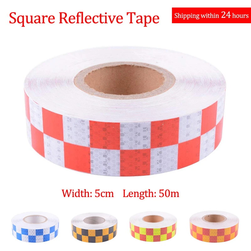 5cmx50m/Roll  Adhesive Shining Reflective Warning Tape / Square Printing Reflective Tape For Cars Safety