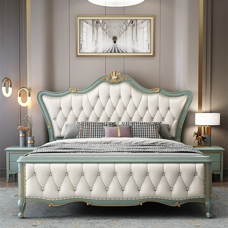light luxury American bed solid wood 1.8 meters 1.5m master bedroom double bed soft bag modern camas matrimoniales furniture