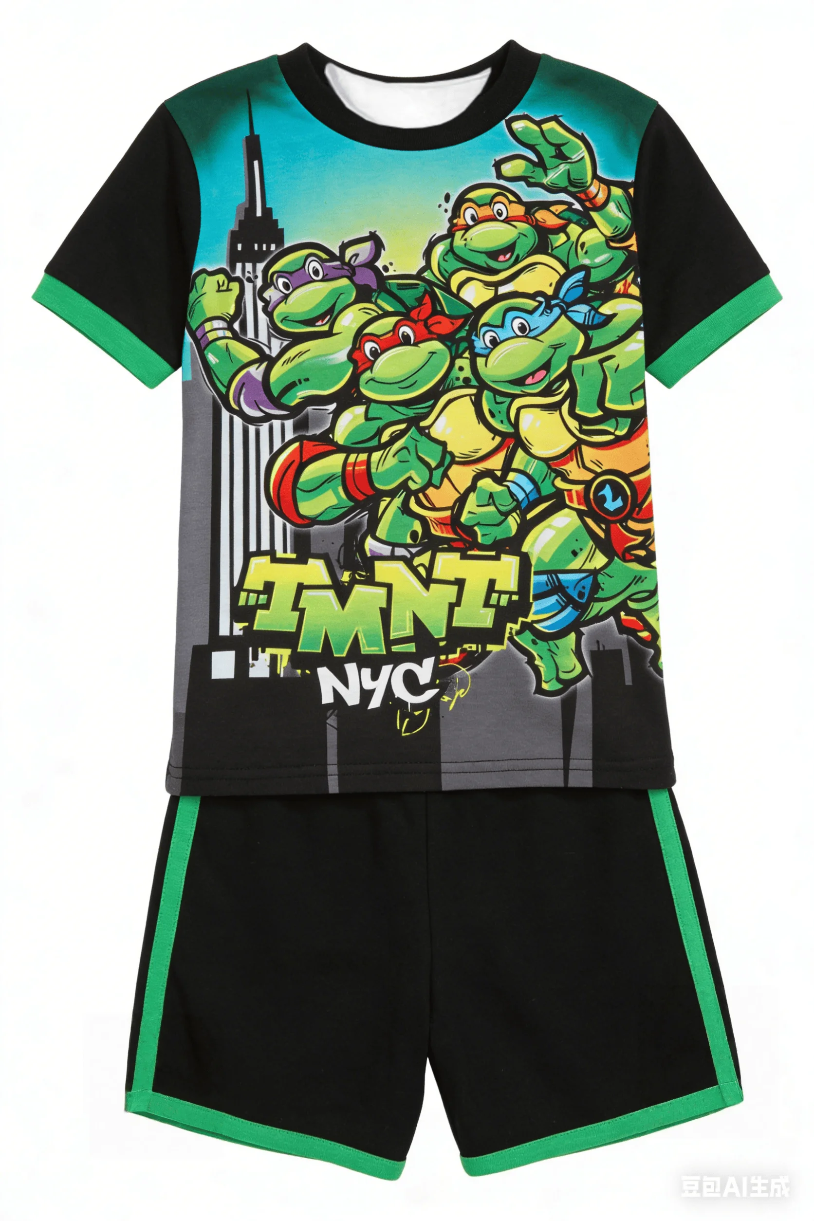 

2026 Summer Ninja Turtles Printed 3D Bandai Series Children/Adult Role Playing Large Loose Short Sleeved Shorts Set
