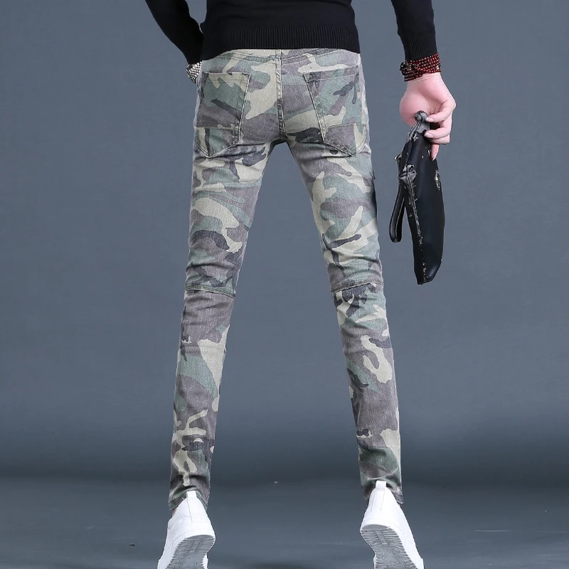 Men's Camouflage Jeans Casual Regular Straight Leg Pants Streetwear Fashion Cotton Denim Trousers CP2070