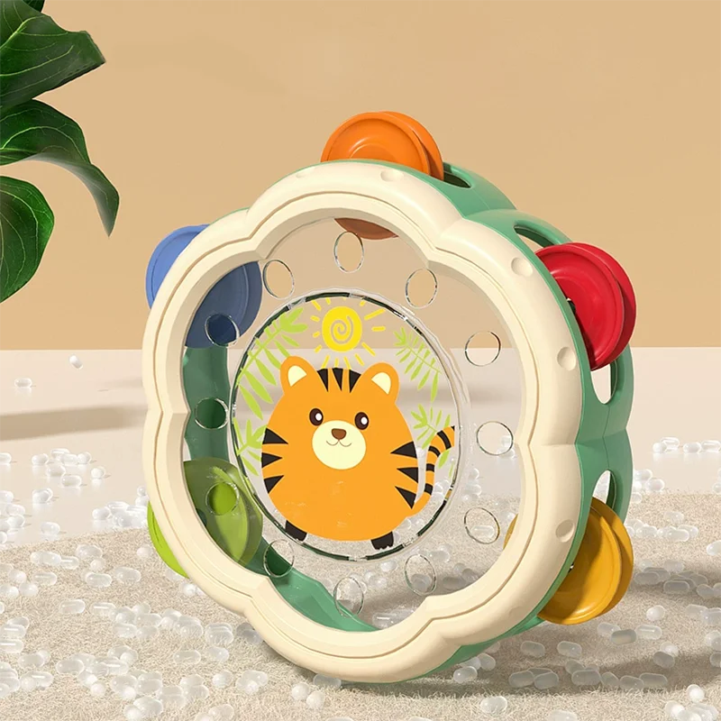 Tamburi a mano per bambini Strumenti a percussione Campane per bambini Puzzle Educazione precoce Orologi a mano Giocattoli per allenamento con presa