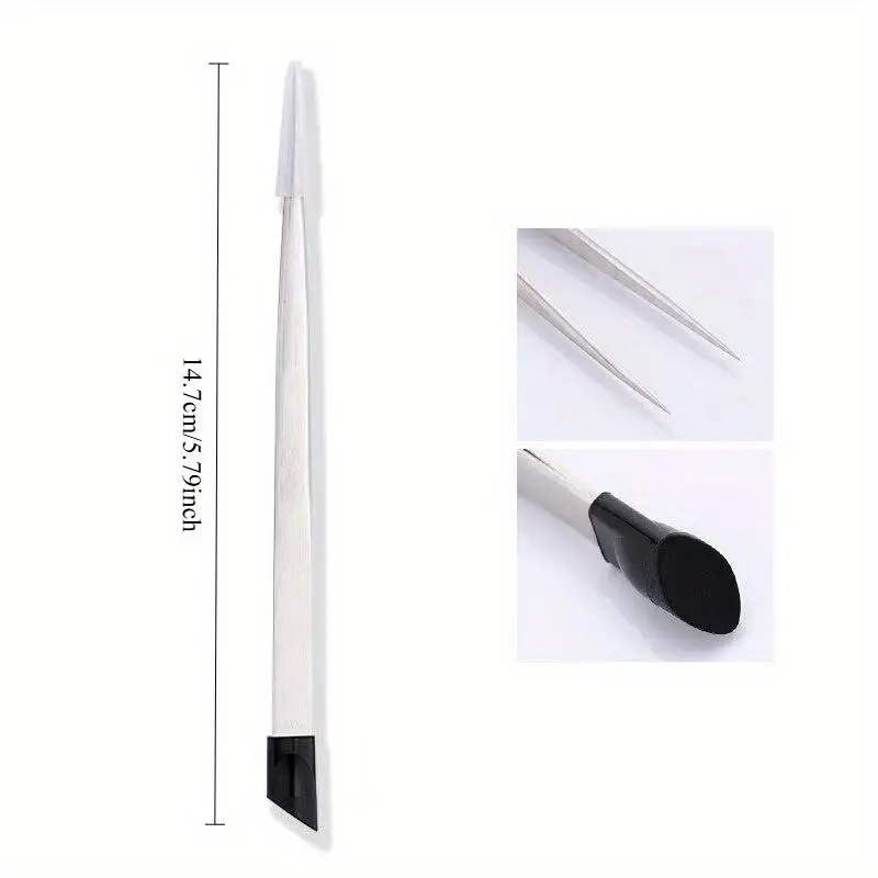 1Pc Random Color Tweezers with Silicone Pressing Head for 3D Sticker Rhinestones Water Sticker Picker Metal Nails Tool