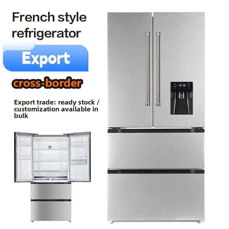

Foreign Trade Cross-Border Export Household French-Style 4-Door Stainless Steel Level One Energy Efficient Refrigerator