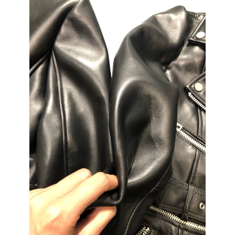 2024 Sheepskin jacket zipper removed S-XXL luxury jacket women casaco feminino blazers real leather jaqueta black and white