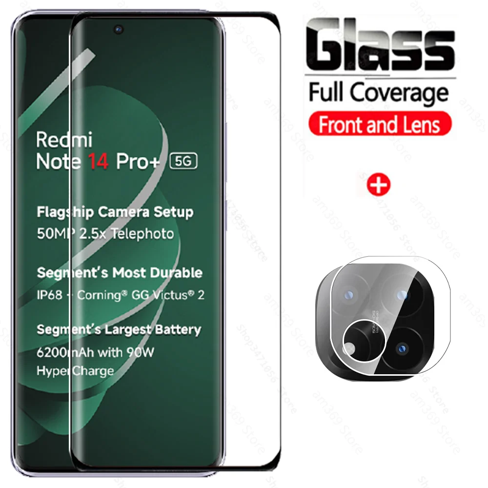 Curved Glass For Xiaomi Redmi Note 14 Pro+ Tempered Glass Camera Lens Film Note14 Pro Plus Note14Pro 14Pro 5G Screen Protector