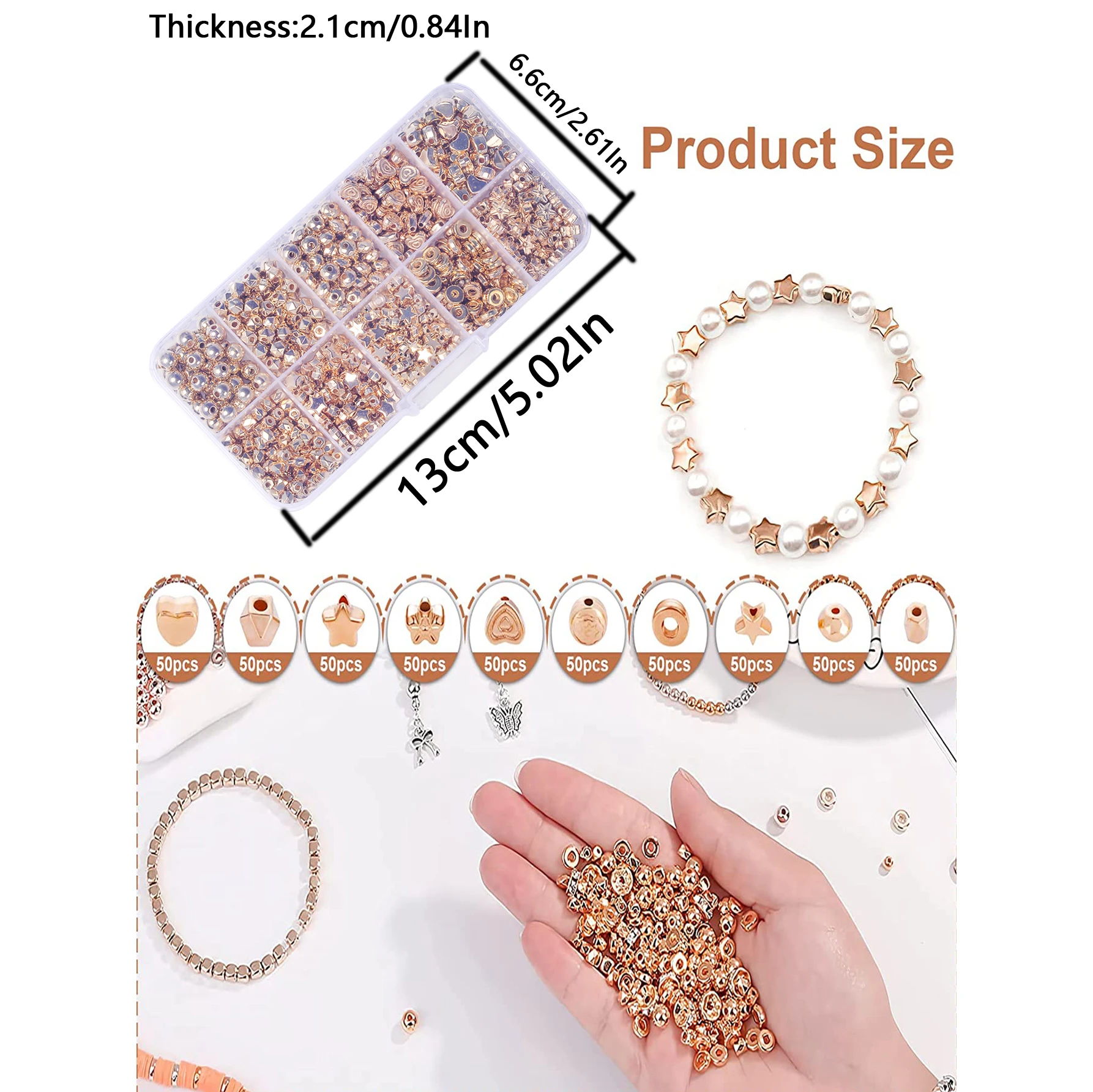 500pcs CCB Beads for Jewelry Making kit Plated Gold color Beads Box DIY Bracelet Necklace Accessories