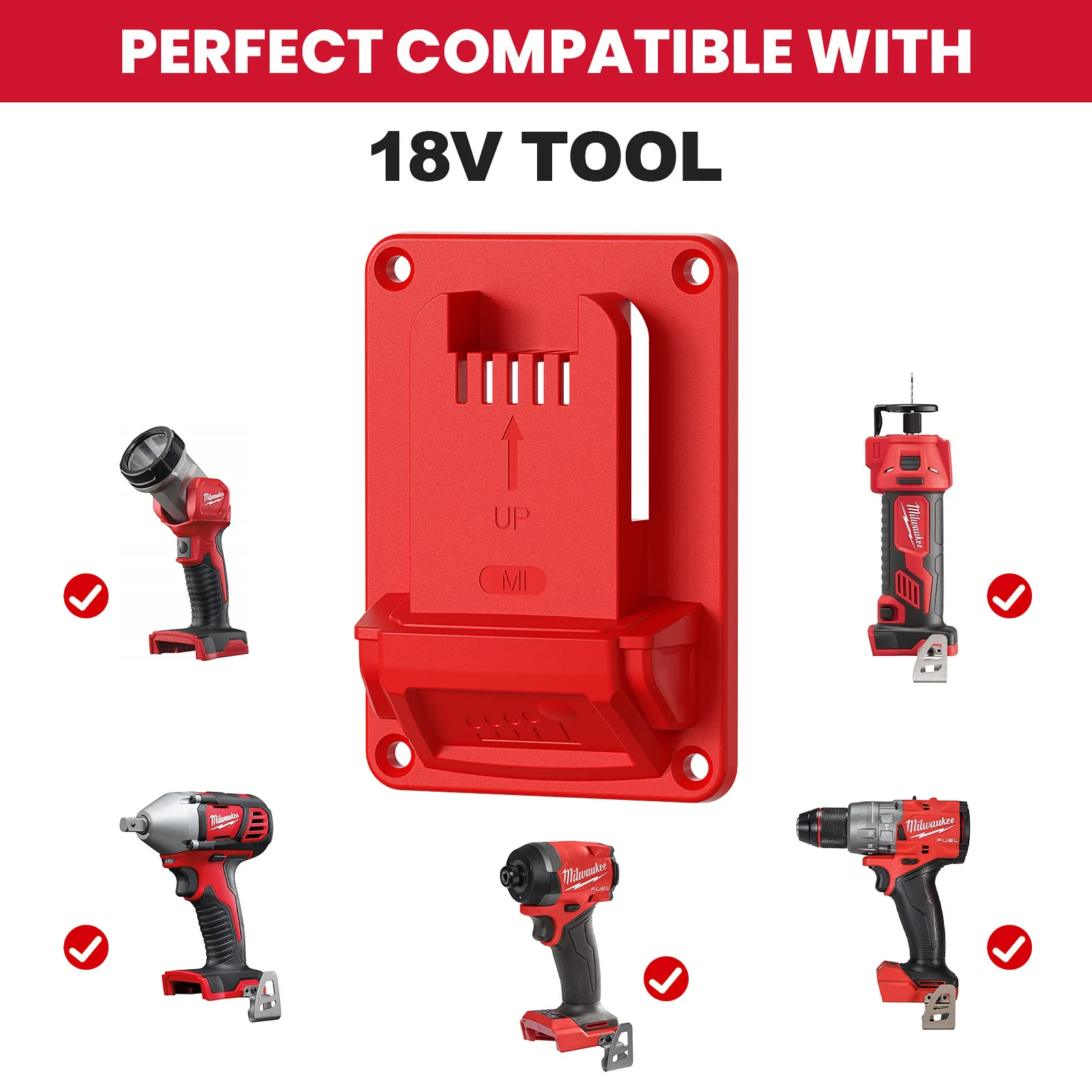 For Dewalt/Milwaukee/Makita/Bosch/Ridgid/AEG 18V Battery Tools Machine Holder Wall Mount Tool Bracket Fixe Device Tool Holder view 2