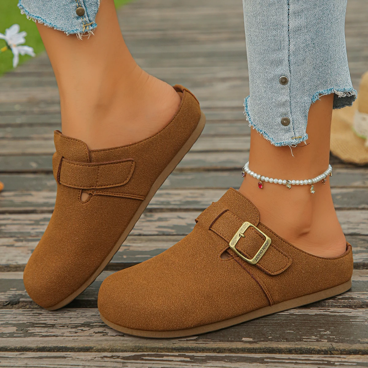 Frühling/Herbst Elegante Baotou Sexy Flache Mules Modische Bestseller Neue Bequeme Übergrößen Damenschuhe – Detail 4