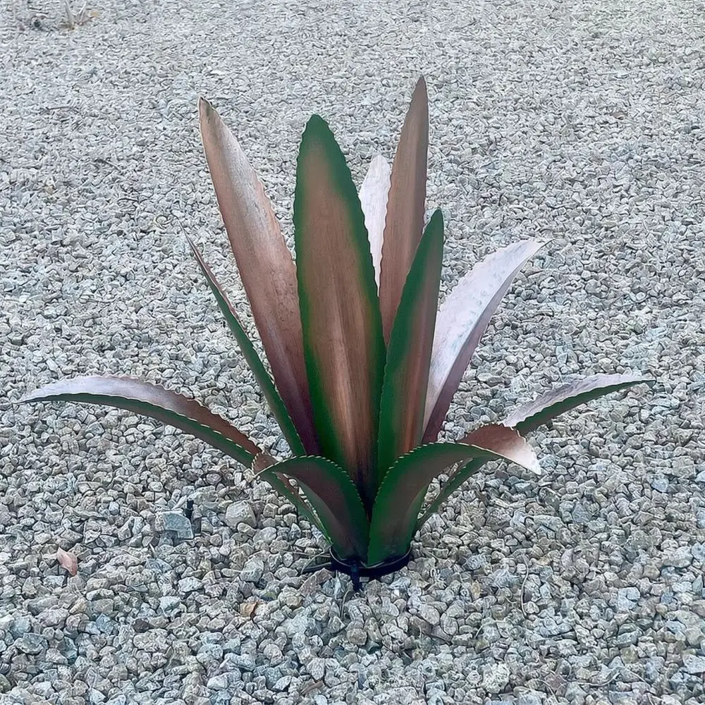 Artistic Metal Agave Plant Sculpture Colorful Iron Ornament Outdoor Garden Patio Backyard Landscaping Statue Decor