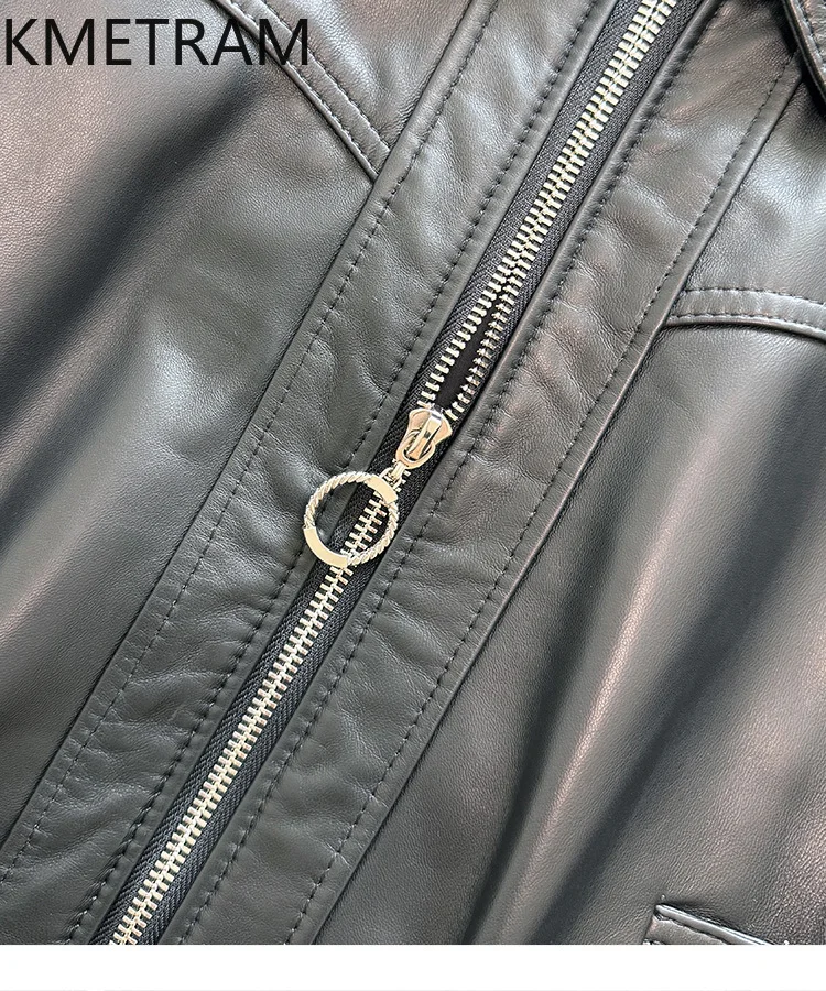 100% strato superiore giacca di pelle di pecora donna motociclista corto giacche in vera pelle nuovo in capispalla vestiti autunnali donna 2025 veste femme