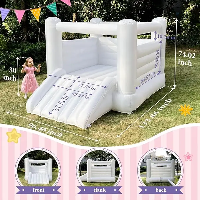 Neu eingetroffen: Weiße Hüpfburg 12' Oxford White Bounce House, anwendbar für Geburtstags-/Halloween-/Weihnachtsparty-Event