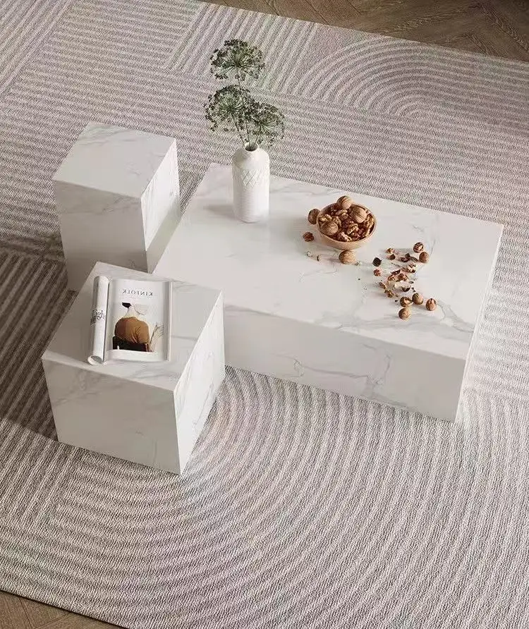 30-40-50-60-70-80-90-100-110CM Jazz White Base Marble Fish Belly White Base Table for Setting the Table