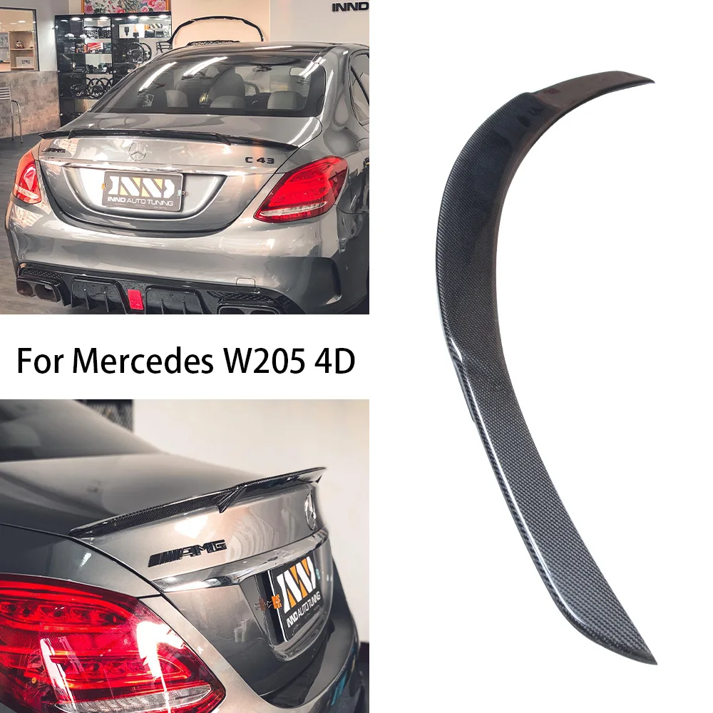 

Для Mercedes-Benz C-Class W205 4-дверный седан BS Style Carbon Fiber задний спойлер крыло багажника 2013-2022