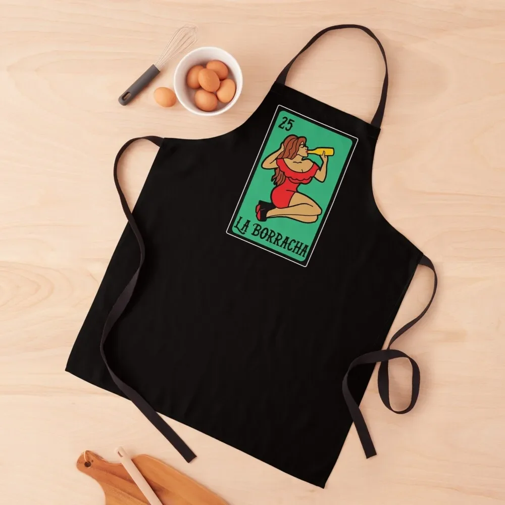 

La Borracha Loteria Card Apron Kitchen Women men's barbecue Women Kitchen'S Bib For Kitchen Apron