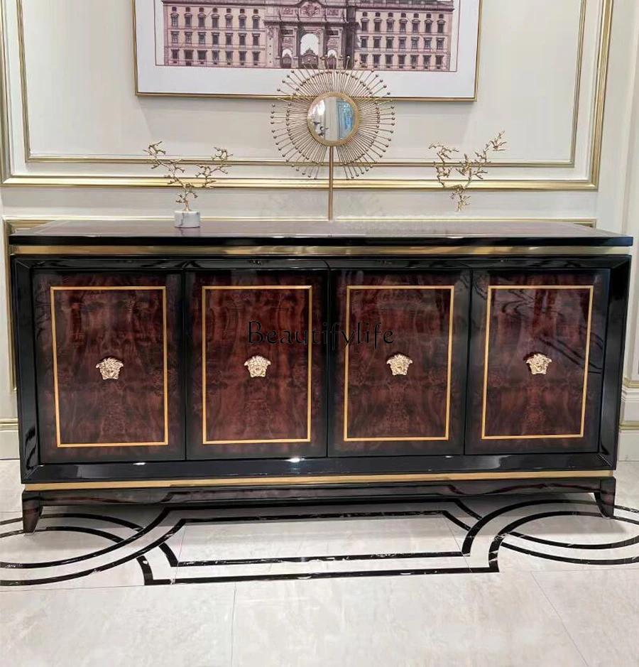 

Light Luxury Italian-Style Solid Wood Dining Edge Entrance Cabinet Storage High-End Villa Luxury