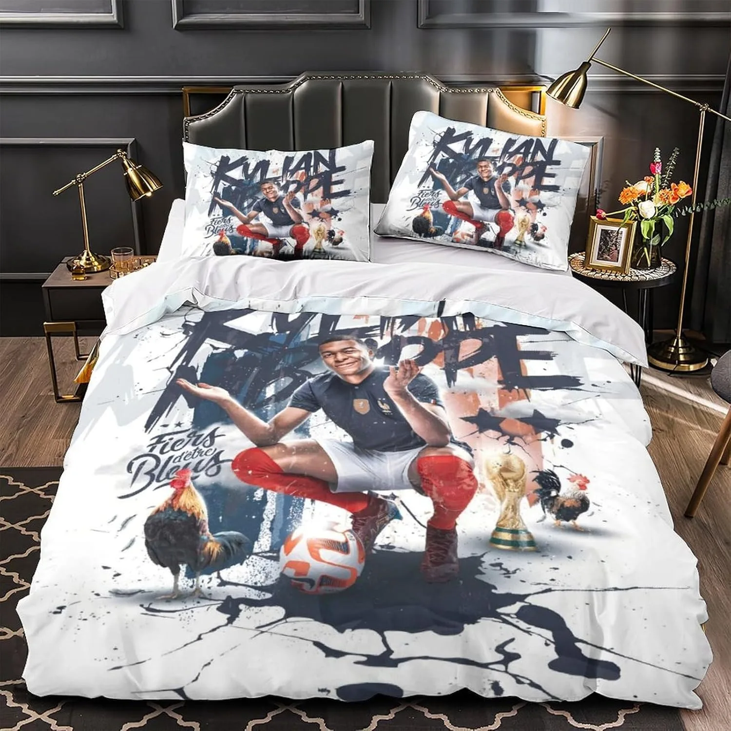 

K-Kylian Mbappé Bedding Set Football Star Bedding 2/3pcs Sets Duvet Cover Anime Bedroom Bedclothes Pillowcases